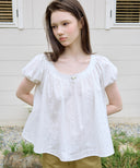 Noir Shirring Flare Blouse