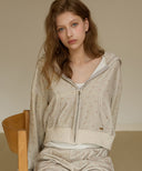 [予約販売/11月上旬入荷] Signning Flower Velour Hoodie Zip-Up