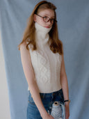 Cable Turtleneck Wool Vest