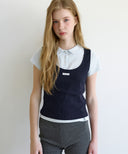 Letters Double Layered PK Collar Shirt