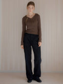 Fluffy V-Neck Slim-Fit Hoodie