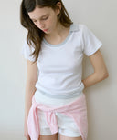 Letters U-Neck Collar T-Shirt