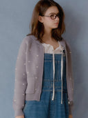 Dot Alpaca Wool Knit Zip-Up