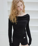 Letters Drape Shirring T-Shirt