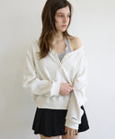 Letters V-Neck Waffle Sweatshirt