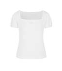 Letters Square Neck Puff Sleeve T-Shirt