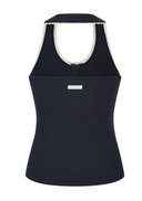 [Navy/Cream 予約販売/5月上旬入荷]Letters Lace Button Halterneck Top