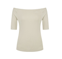 Letters Semi Off-Shoulder Elbow Sleeve T-Shirt