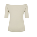 Letters Semi Off-Shoulder Elbow Sleeve T-Shirt