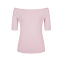 Letters Semi Off-Shoulder Elbow Sleeve T-Shirt