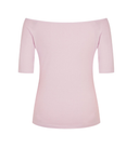 Letters Semi Off-Shoulder Elbow Sleeve T-Shirt
