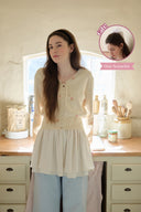 [Cream 4月下旬入庫] [LETTER FROM MOON × dasique] V-Neck Scallop Cardigan