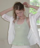 Letters Frill Label Halter Neck Top
