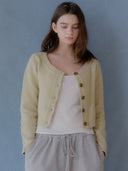 Chunky Rib Cropped Wool Cardigan