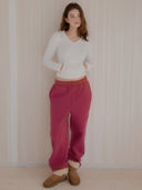 Fluffy V-Neck Slim-Fit Hoodie