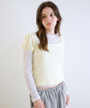 Letters Square Neck Puff Sleeve T-Shirt