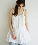 Letters Strap Shirring Dress