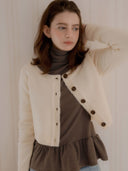 Chunky Rib Cropped Wool Cardigan