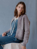 Dot Alpaca Wool Knit Zip-Up