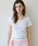 Letters U-Neck Collar T-Shirt