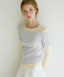 Letters Layered Off-Shoulder T-Shirt