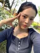 Letters Button Heart Neck 3/4 Sleeve T-Shirt