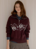 Rose Nordic Knit Half Zip-Up