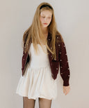 Dot Alpaca Wool Knit Zip-Up