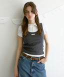 Letters Double Layered PK Collar Shirt