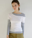 Letters Layered Off-Shoulder T-Shirt