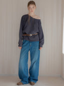 Jenk One-Shoulder Embroidered Sweatshirt