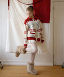 Rose Flower Jacquard Knit Wool Zip-up