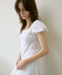 Letters Square Neck Puff Sleeve T-Shirt