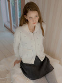 Dot Alpaca Wool Knit Zip-Up