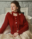 [Scarf Set] Sonnet Boat-neck Wool Cardigan