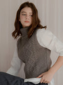 Cable Turtleneck Wool Vest