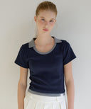 Letters U-Neck Collar T-Shirt