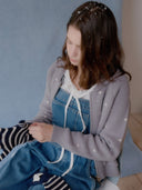 Dot Alpaca Wool Knit Zip-Up