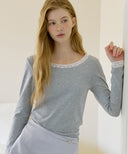Letters Lace Boatneck T-Shirt