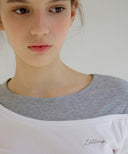 Letters Layered Off-Shoulder T-Shirt