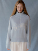 Rose Nordic Knit Half Zip-Up