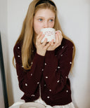 Dot Alpaca Wool Knit Zip-Up