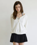 Letters V-Neck Waffle Sweatshirt