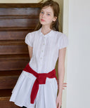 Aila Pintuck Lace Shirt Dress