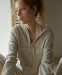 [予約販売/11月上旬入荷] Signning Flower Velour Hoodie Zip-Up