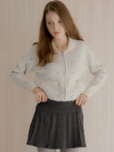 Dot Alpaca Wool Knit Zip-Up