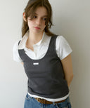 Letters Double Layered PK Collar Shirt