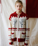 Rose Flower Jacquard Knit Wool Zip-up