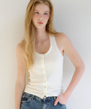 [Navy/Cream 予約販売/5月上旬入荷]Letters Lace Button Halterneck Top