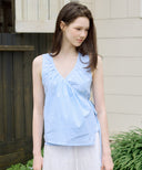 Timo Shirring Wrap Check Blouse